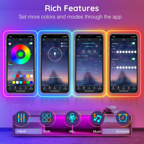 36m Neon Rope Lights, Flexible LED Cord Lights Controlled with App/Remote, Multiple Modes, IP65 Outdoor RGB Neon Lights Waterproof, Music Sync Led Neon Light Strip - Image 4